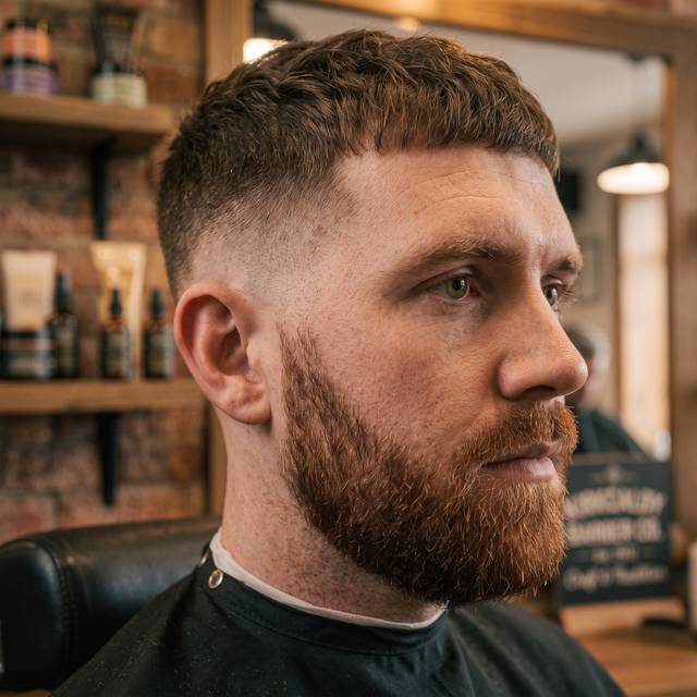 Finished fade haircut with sharp lined edges